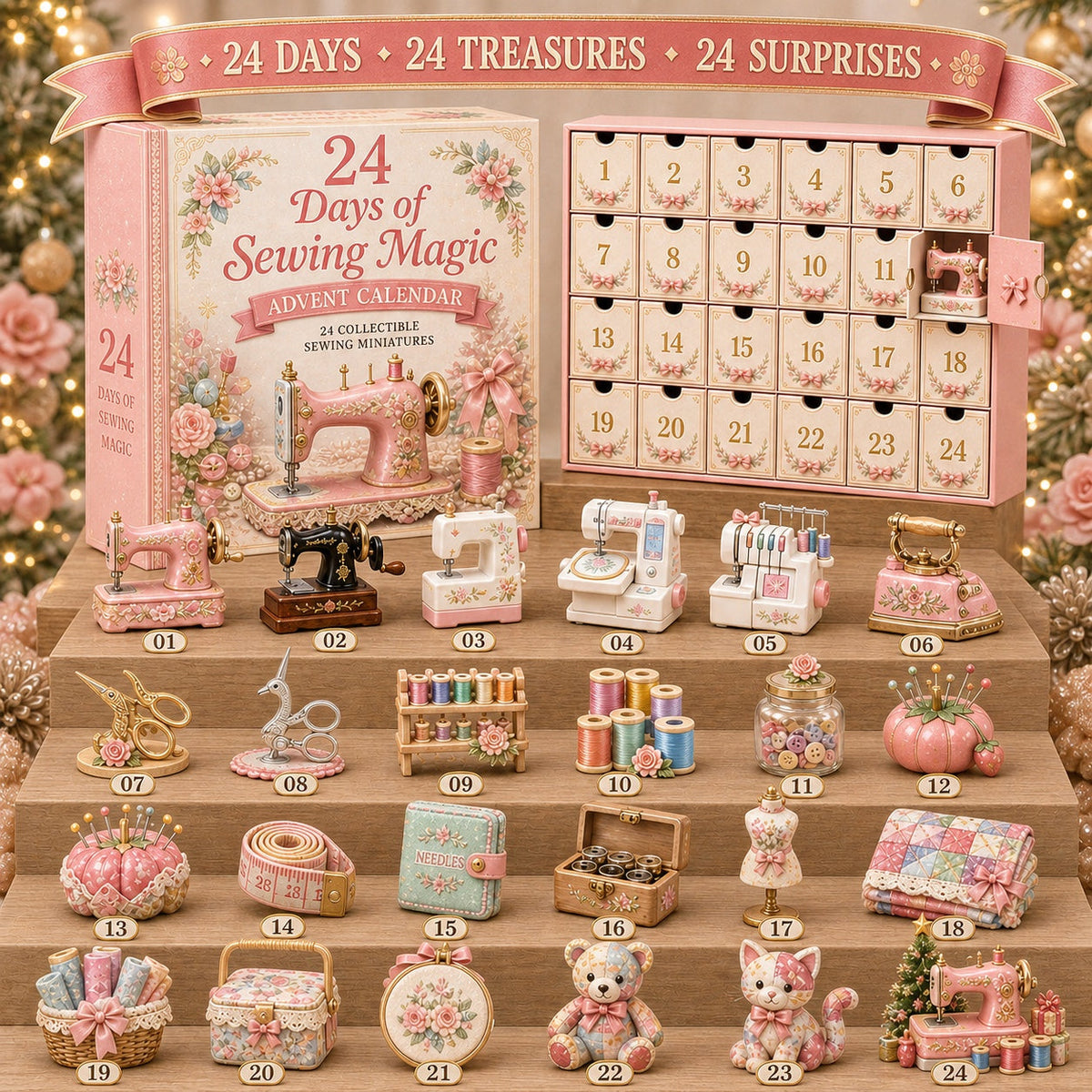 Naai Adventskalender 2026 - 24 Naaiminiaturen voor Quilters en Hobbyisten