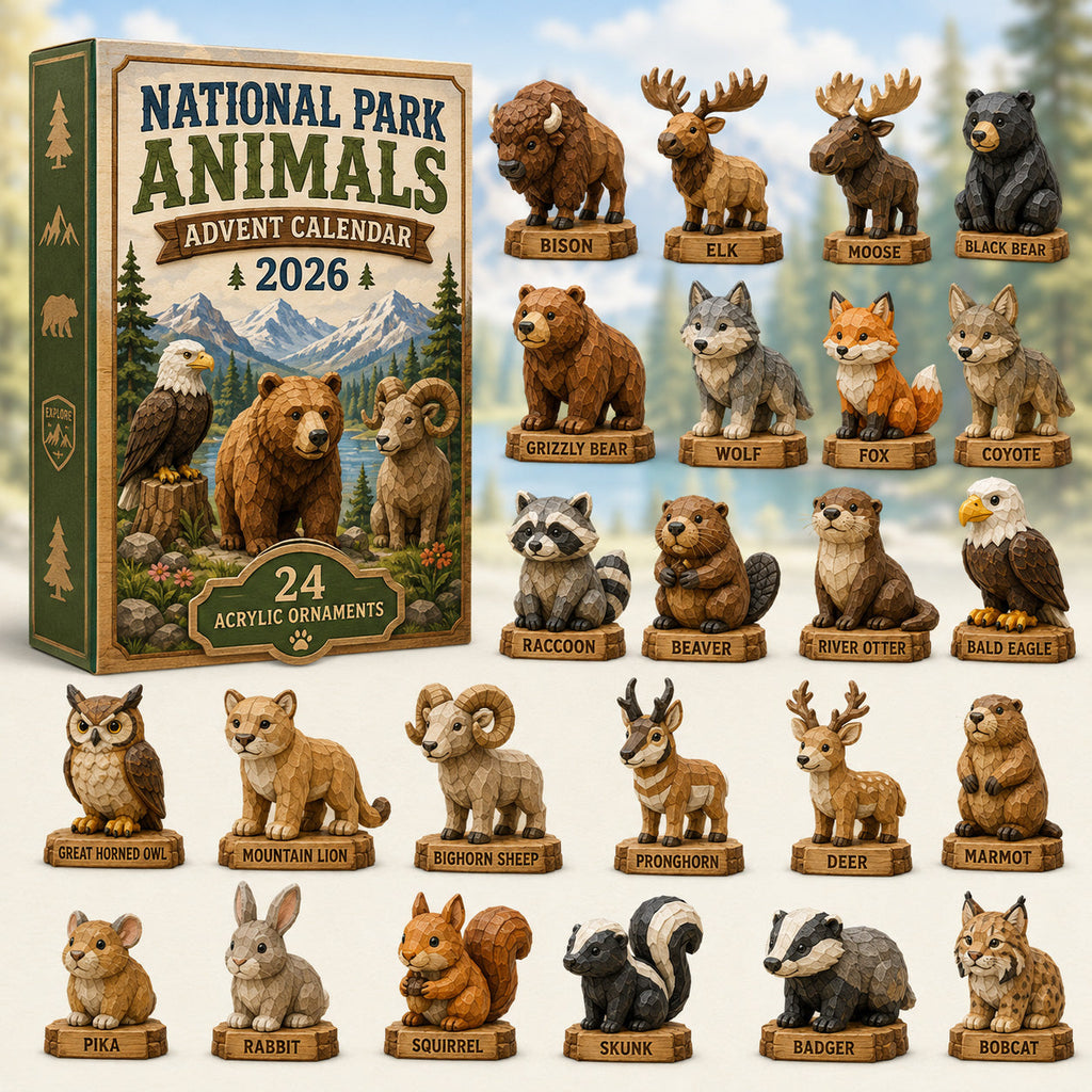 Nationale Parkdieren Adventskalender 2026 - 24 Acryl Dierenhangers