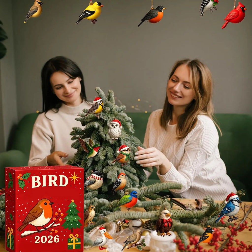 Kerst-vogelkalender voor 24 dagen, adventskalender met vogelmotieven, feestelijke kerstdecoratie 4