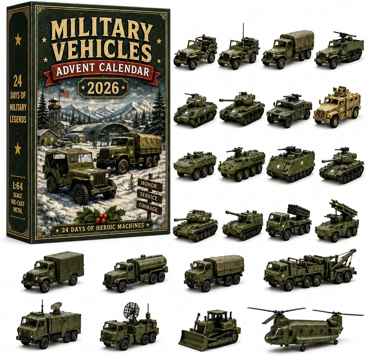Adventskalender 2026 met 24 klassieke voertuigen, vrachtwagens en militaire machines 10