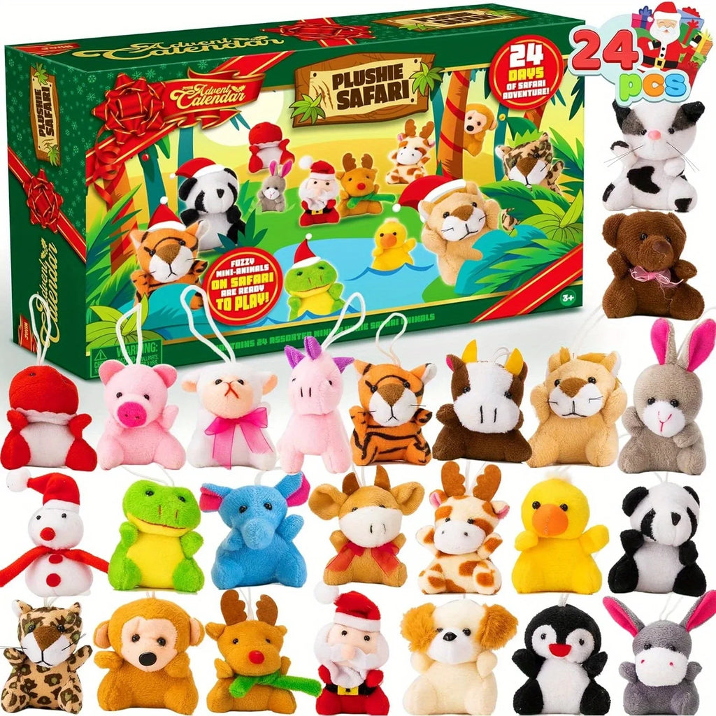 Adventskalender met 24 kleurrijke mini-knuffels voor kinderen - kerstkalender