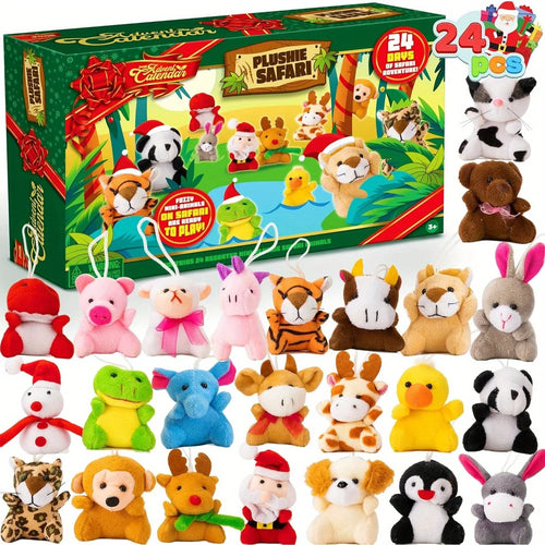 Adventskalender met 24 kleurrijke mini-knuffels voor kinderen - kerstkalender