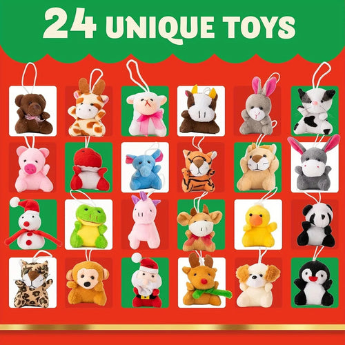 Adventskalender met 24 kleurrijke mini-knuffels voor kinderen - kerstkalender 2