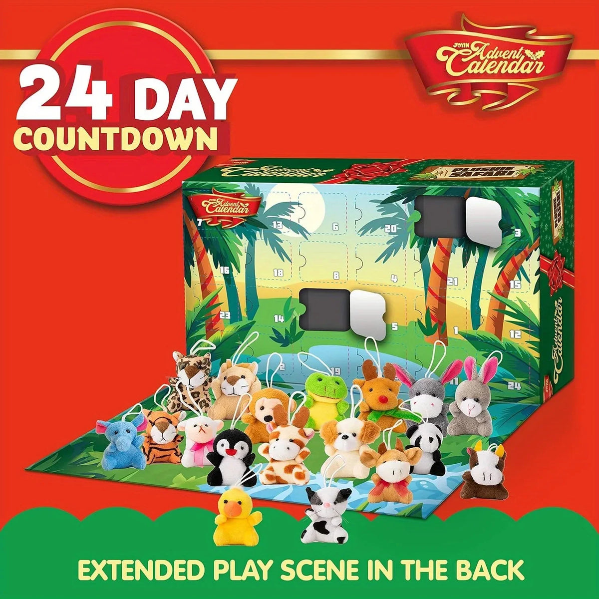 Adventskalender met 24 kleurrijke mini-knuffels voor kinderen - kerstkalender 4