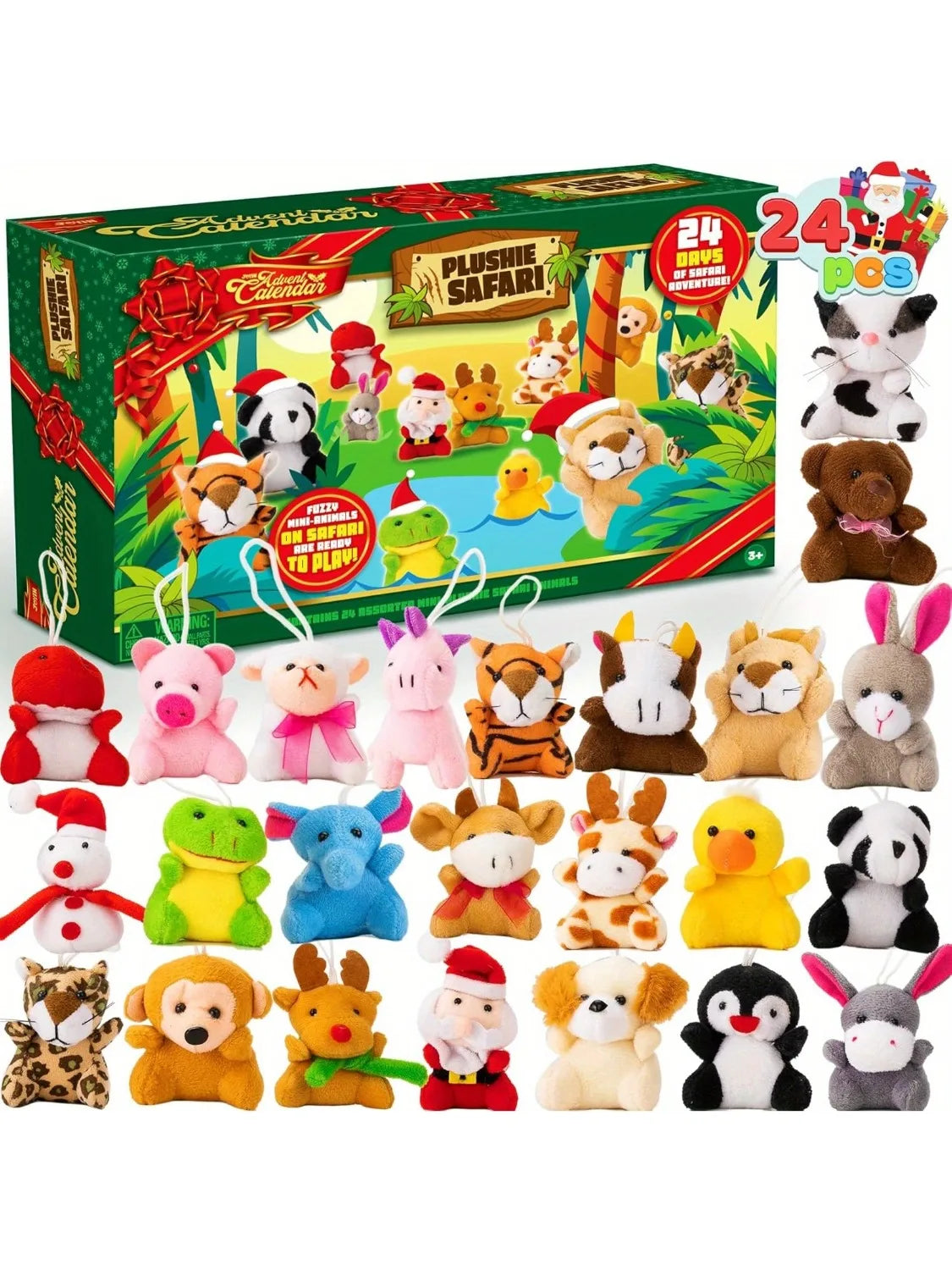 Adventskalender met 24 kleurrijke mini-knuffels voor kinderen - kerstkalender 7