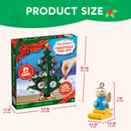 Adventskalender met houten kerstboom en 28 ornamenten, sneeuwpop- en kerstmandecoraties 2