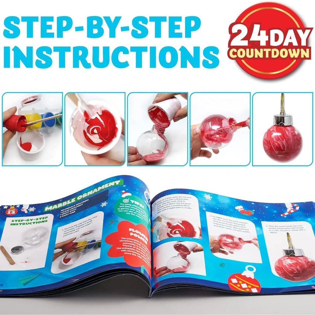 Knutsel-adventskalender 2026 met scharen, lijm, keycords, verf en aquarelpotloden voor kinderen 3
