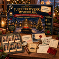 Detective-adventskalender met 24 dagen mysterieraadsels en dagelijkse aanwijzingen