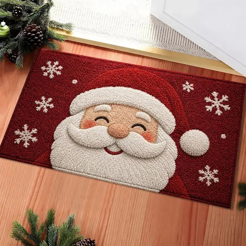 Feestelijke kerstdeurmat met groene kerstboom, sterren en takken voor de entree 5