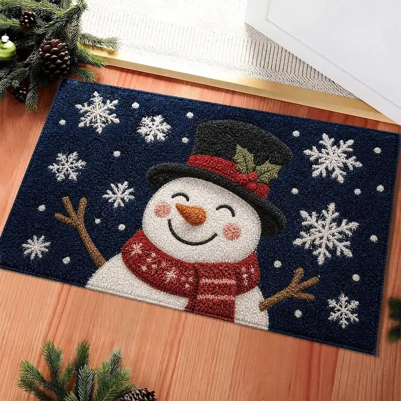 Feestelijke kerstdeurmat met groene kerstboom, sterren en takken voor de entree 7