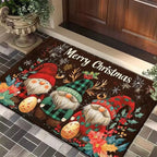 Feestelijke kerstdeurmat van flanel met bedrukt kerstmotief, machinewasbaar 2