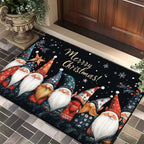 Feestelijke kerstdeurmat van flanel met bedrukt kerstmotief, machinewasbaar 7
