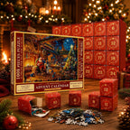 Feestelijke kerstpuzzel-adventskalender 2026 met 1008 stukjes en 24 adventsverrassingen
