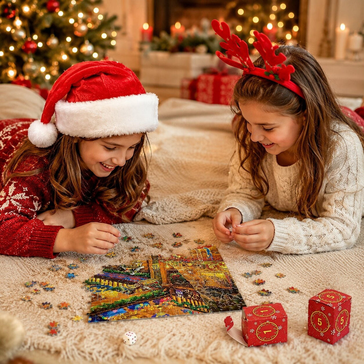 Feestelijke kerstpuzzel-adventskalender 2026 met 1008 stukjes en 24 adventsverrassingen 4