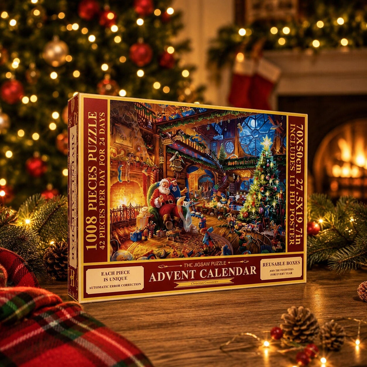 Feestelijke kerstpuzzel-adventskalender 2026 met 1008 stukjes en 24 adventsverrassingen 6