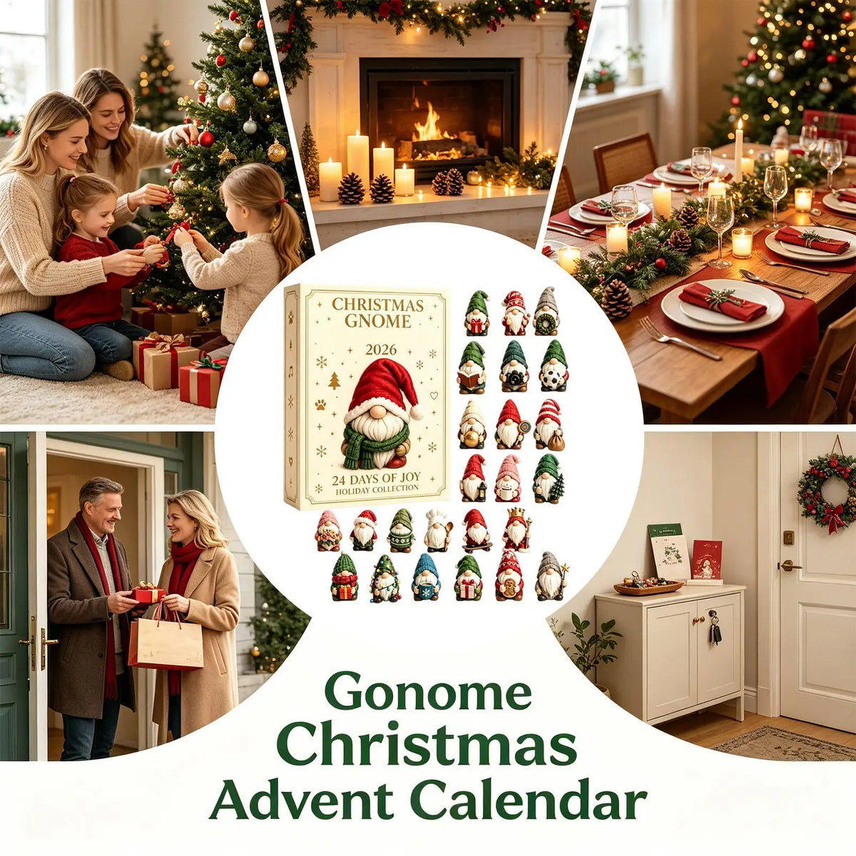 Glinsterende kerst-adventskalender met 24 schattige acryl kabouterhangers om op te hangen 6