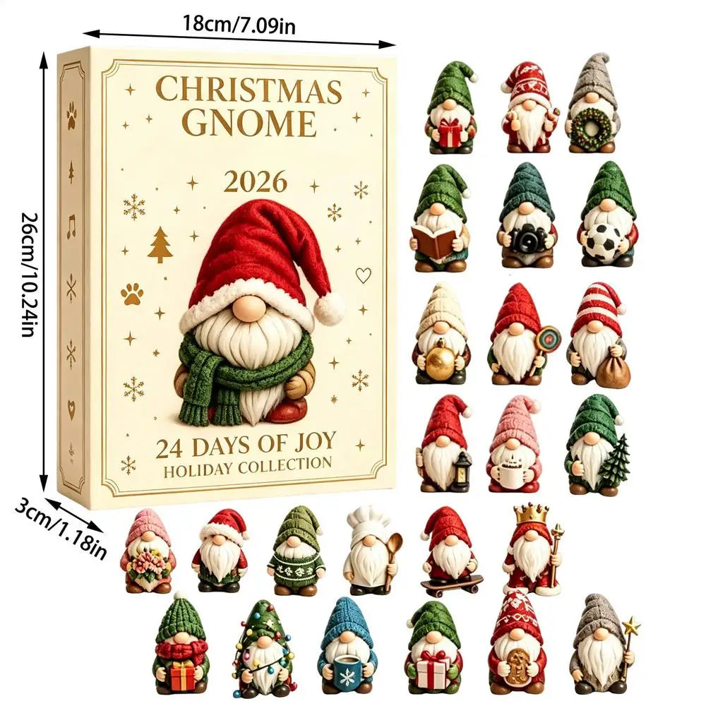Glinsterende kerst-adventskalender met 24 schattige acryl kabouterhangers om op te hangen 7