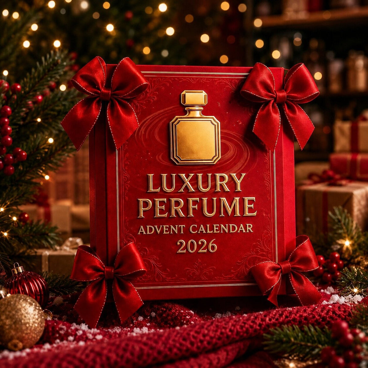 Luxe parfum-adventskalender met 24 glinsterende decoratieve flacondesigns en ornamenten