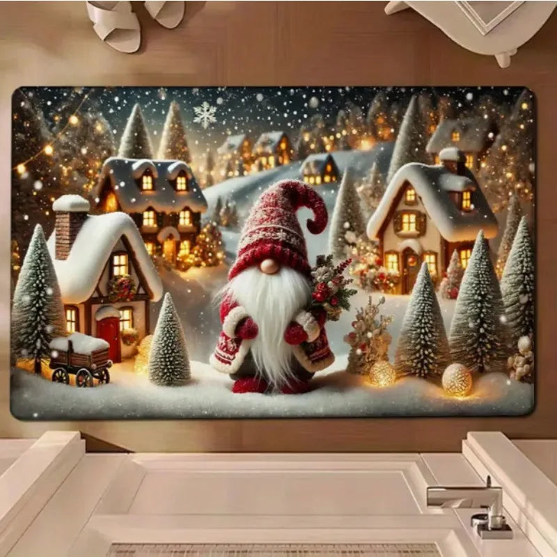 Kerstdeurmat met kabouterpatroon van zacht tapijt voor woonkamer en keuken 2