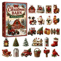 Kerst-adventskalender met 24 glinsterende acryl ornamenten in boerderijdierendesigns om op te hangen