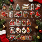 Kerst-adventskalender met 24 glinsterende acryl ornamenten in boerderijdierendesigns om op te hangen 4