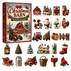 Kerst-adventskalender met 24 glinsterende acryl ornamenten in boerderijdierendesigns om op te hangen 7
