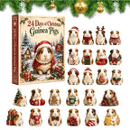Kerst-adventskalender met 24 schattige 2D-acryl caviaornamenten voor feestelijke decoratie