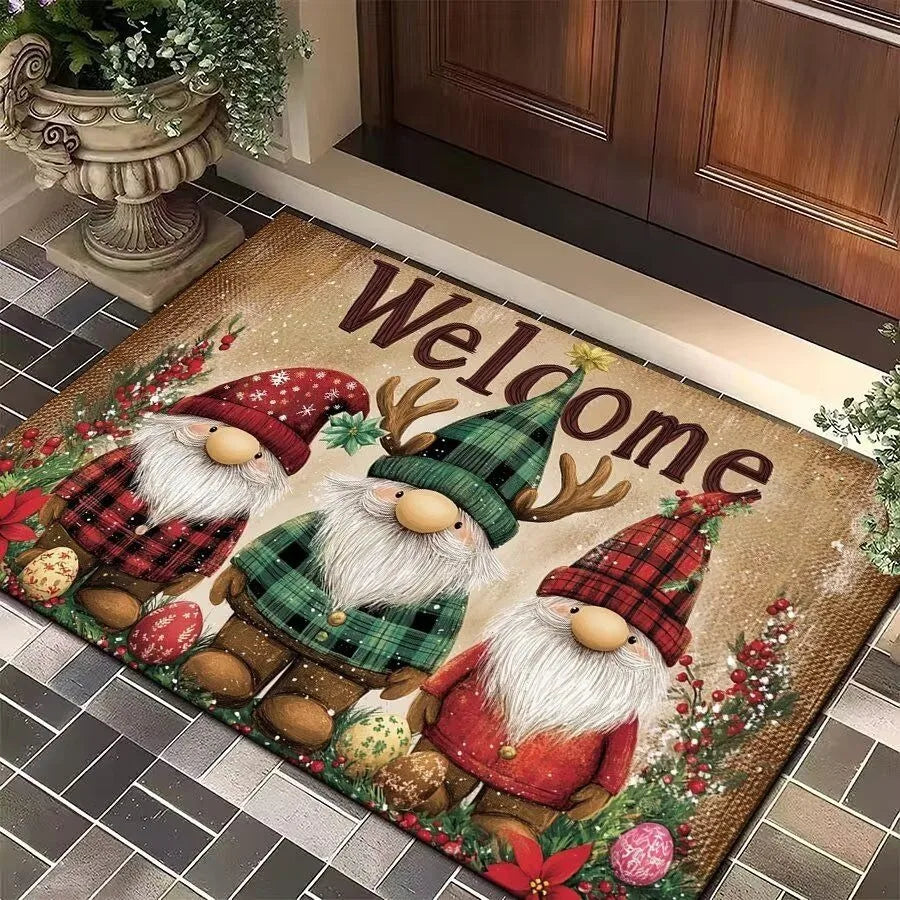 Kerst-entreemat met kerstman, eland en kerstboom, antislip onderkant 11