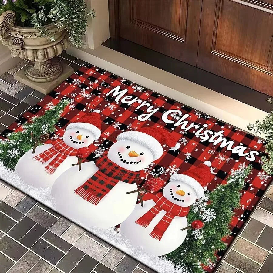 Kerst-entreemat met kerstman, eland en kerstboom, antislip onderkant 12