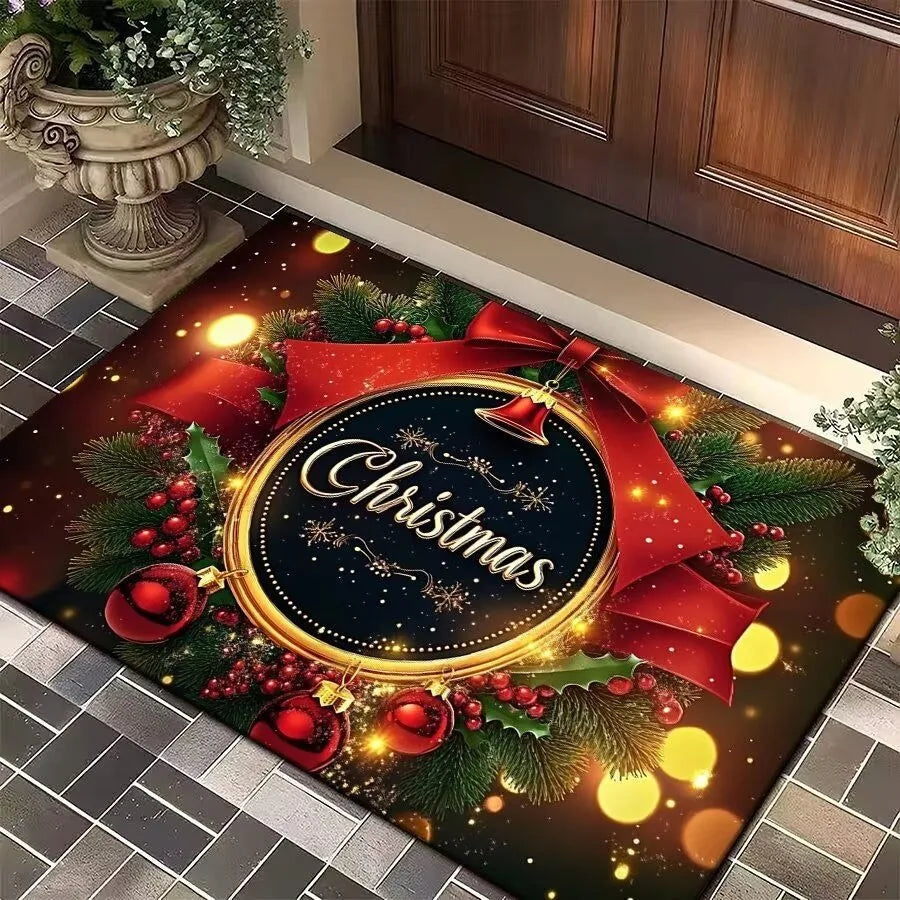 Kerst-entreemat met kerstman, eland en kerstboom, antislip onderkant 13