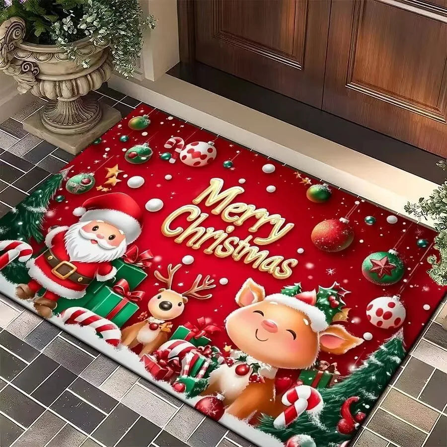 Kerst-entreemat met kerstman, eland en kerstboom, antislip onderkant 2