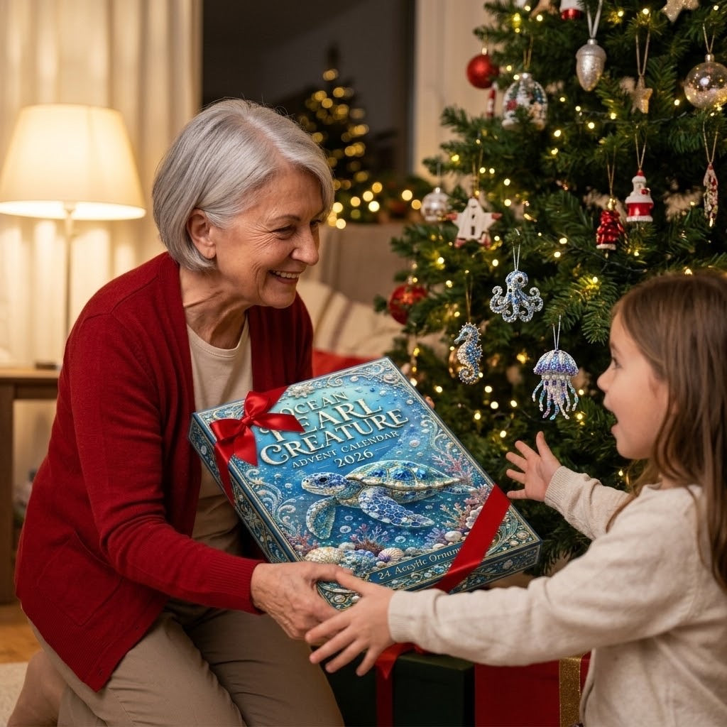 Oceaan Parel Zeedieren Adventskalender 2026 - 24 Ornamenten met Steentjes