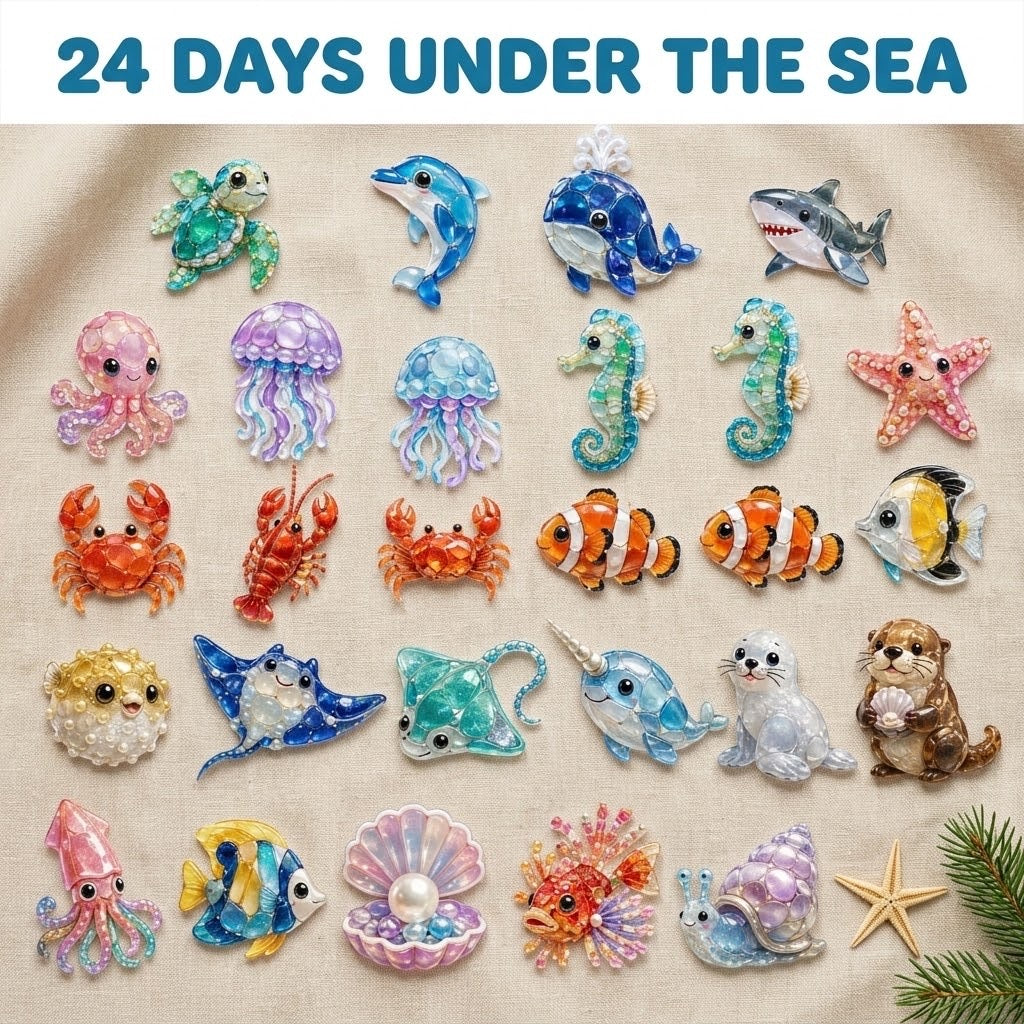 Oceaan Zeeglas Zeedieren Adventskalender 2026 - 24 Ornamenten
