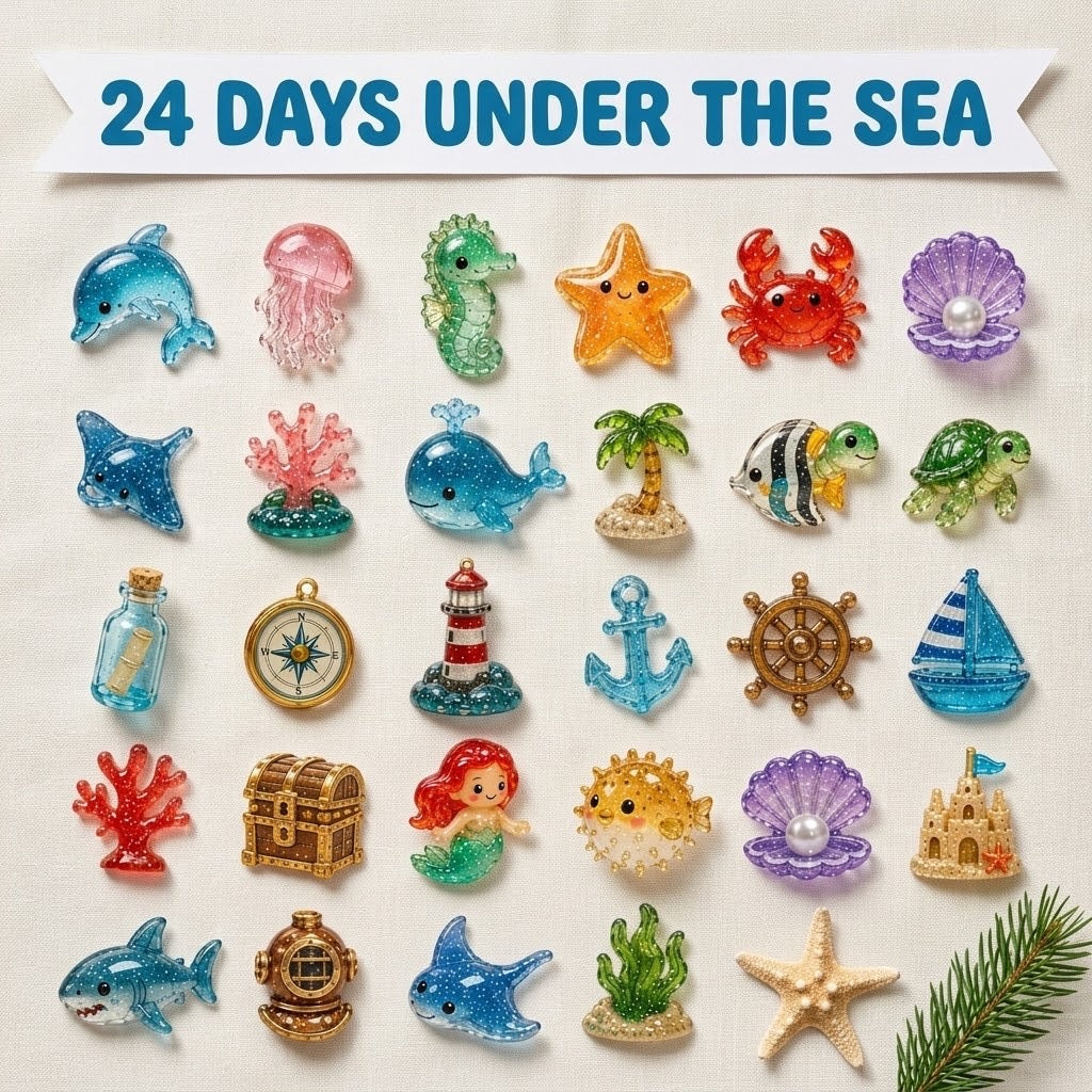 Oceaanwonderen Adventskalender 2026 - 24 Acryl Zeedierornamenten