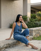 Casual denim jumpsuit voor vrouwen met knoopdetail en opgestikte zakken. 7
