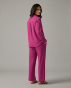 Twee-delig set met brede broek en knoopsluiting shirt voor vrouwen. 6