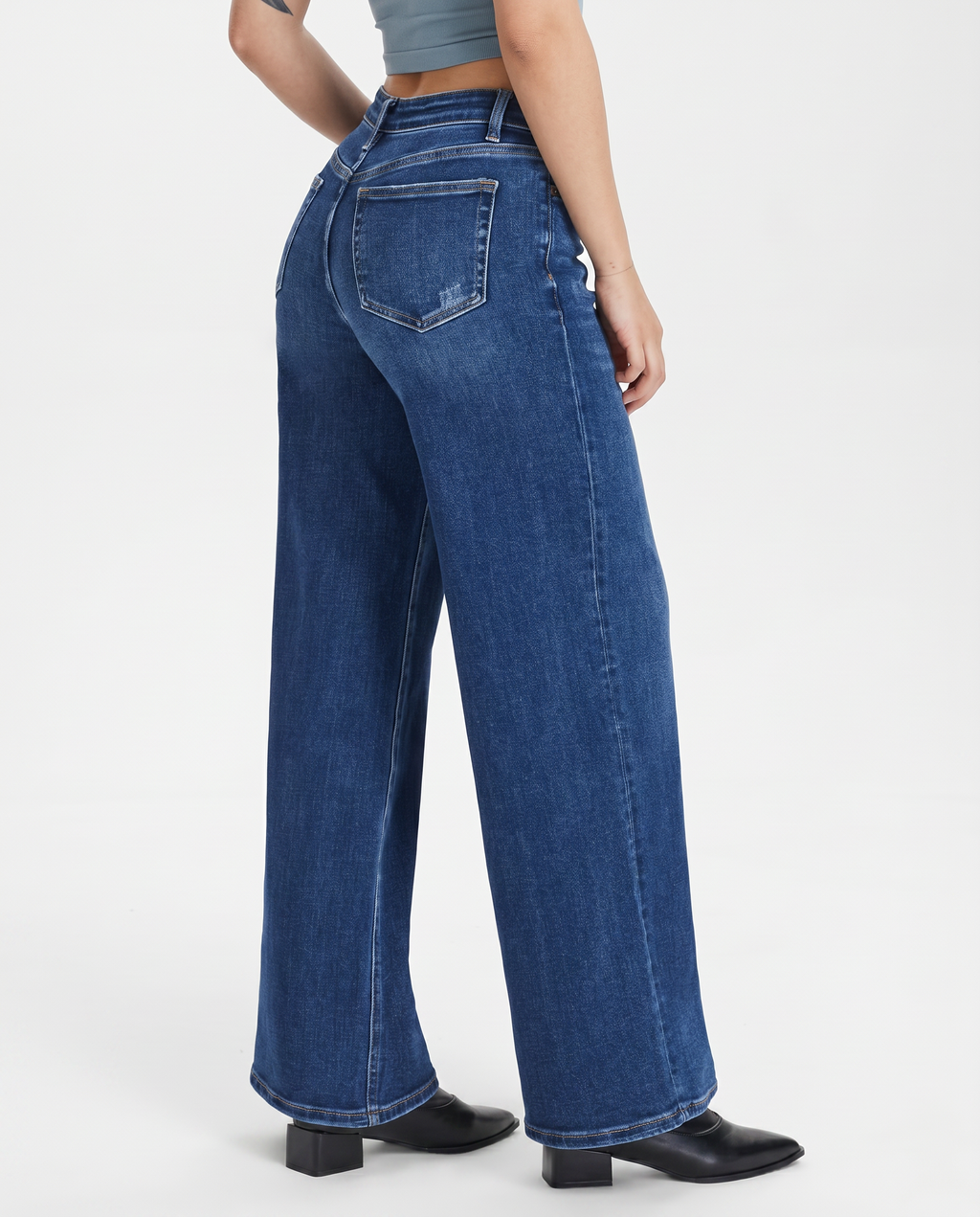 Alberta wijde jeans met mid waist stijl in marineblauw 2