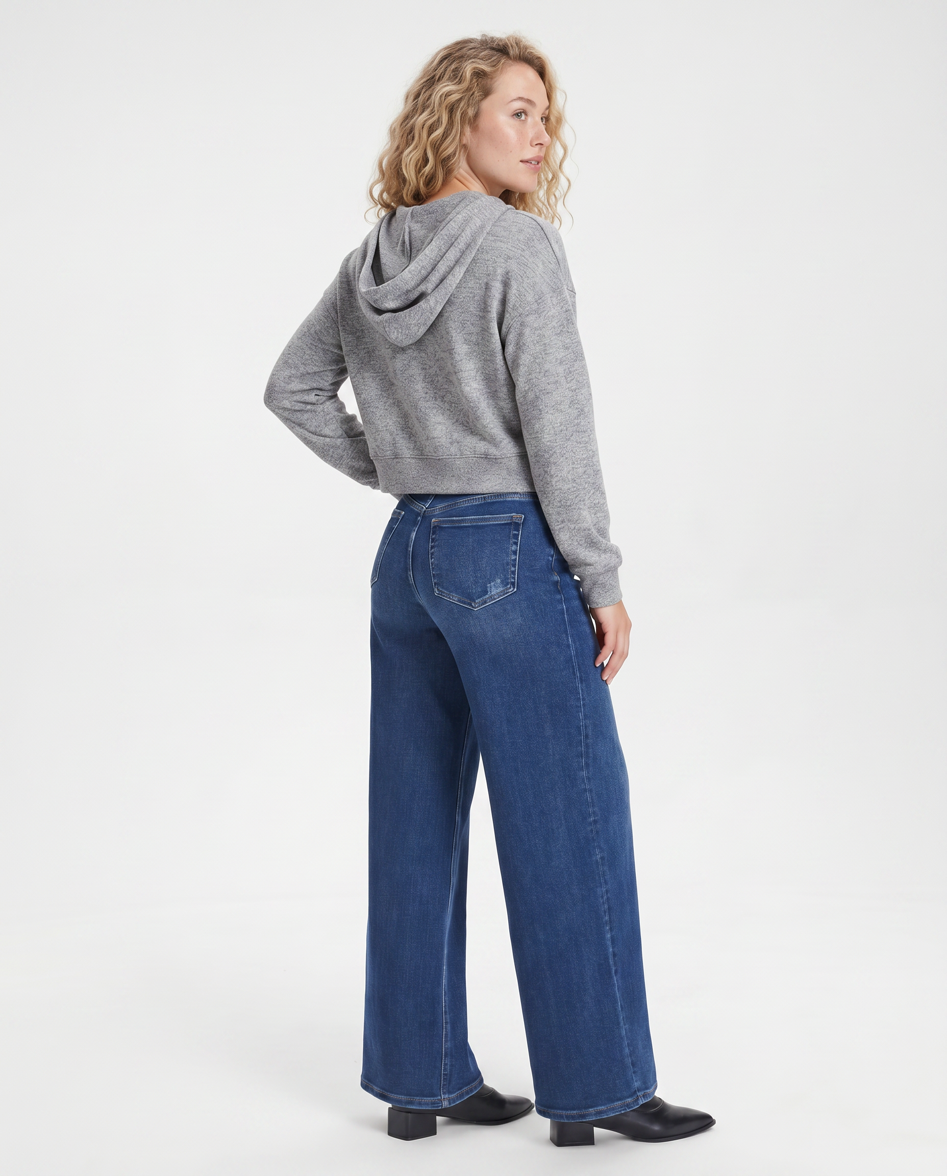 Alberta wijde jeans met mid waist stijl in marineblauw 5