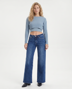 Alberta wijde jeans met mid waist stijl in marineblauw 6