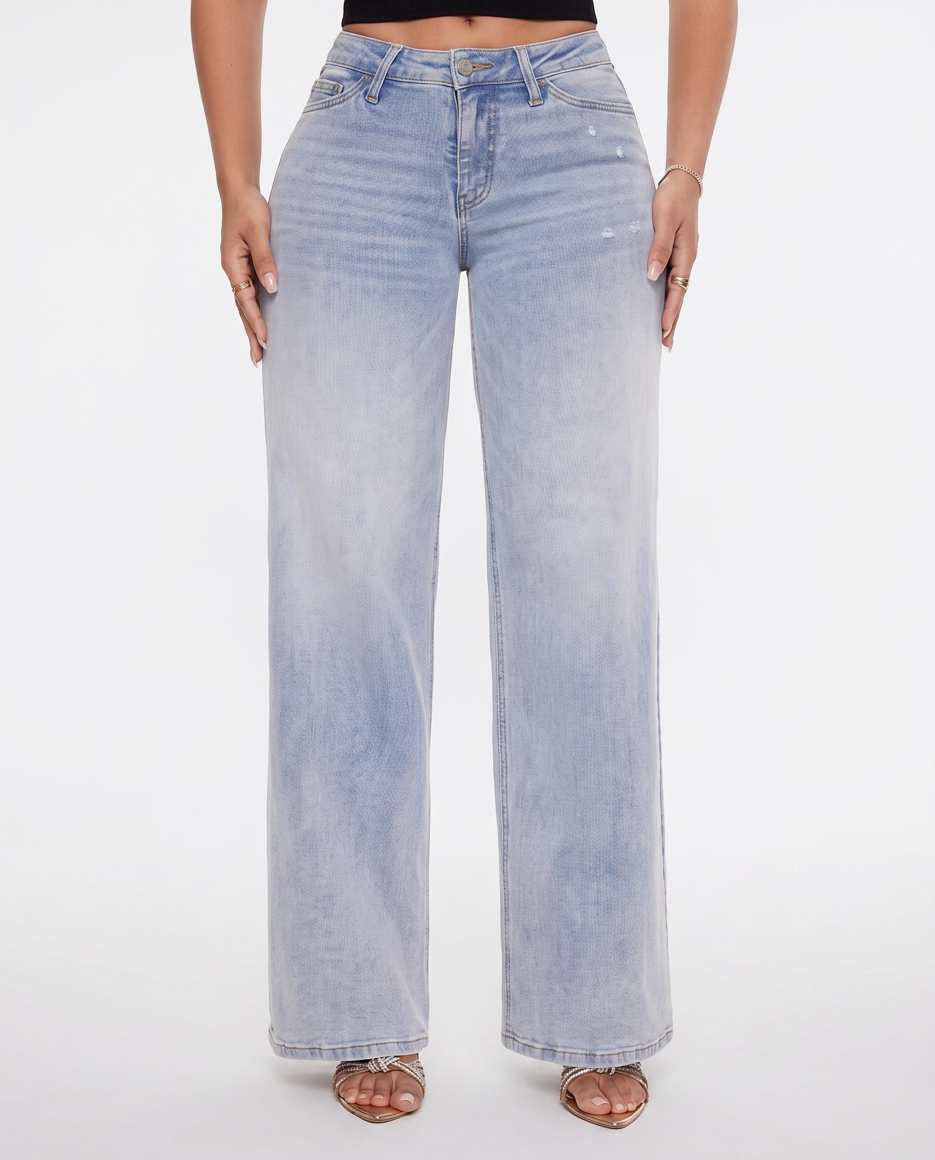 Alberta wijde jeans met mid waist stijl in marineblauw 7