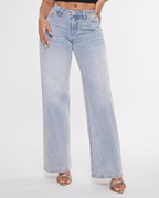 Alberta wijde jeans met mid waist stijl in marineblauw 8