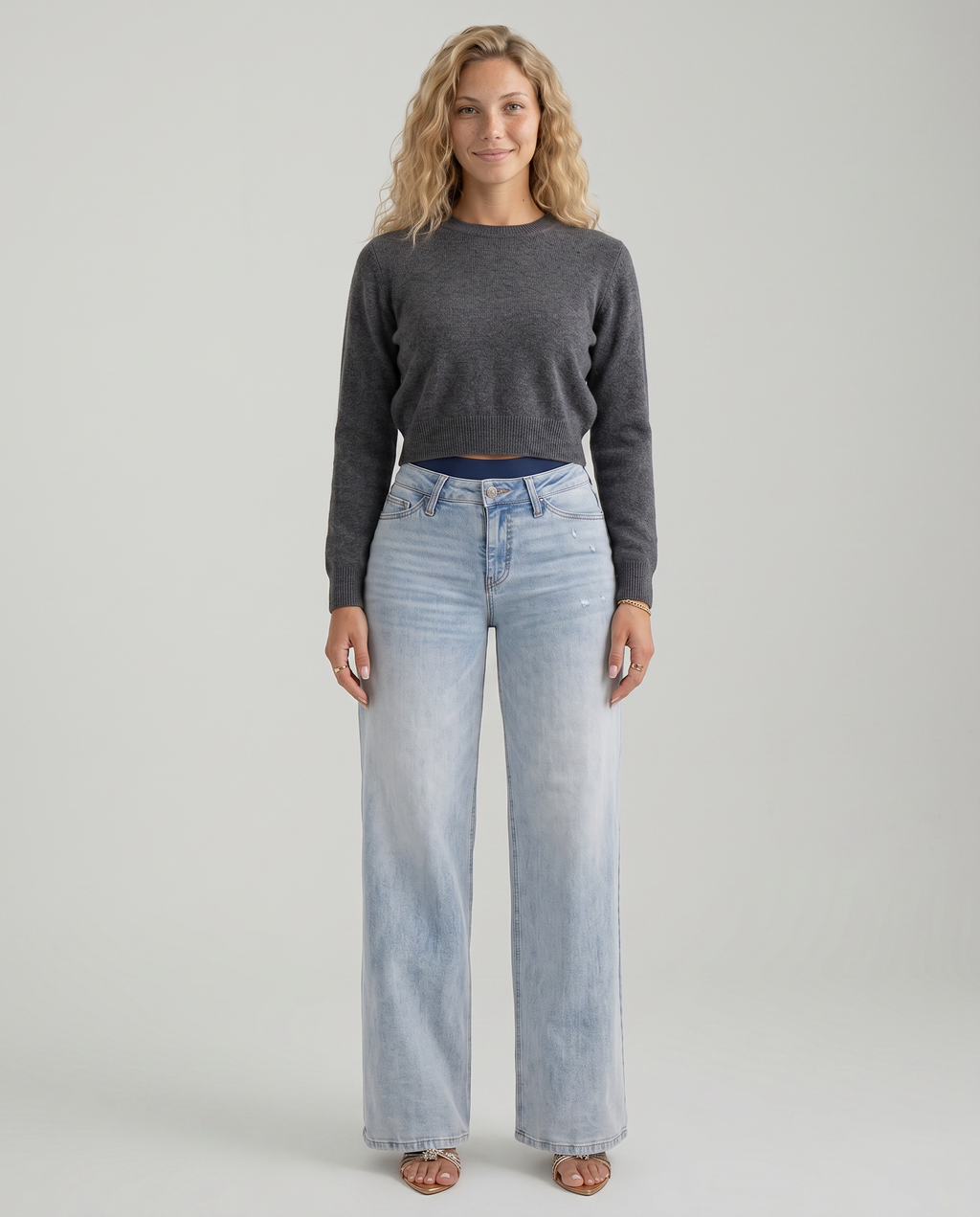Alberta wijde jeans met mid waist stijl in marineblauw 9