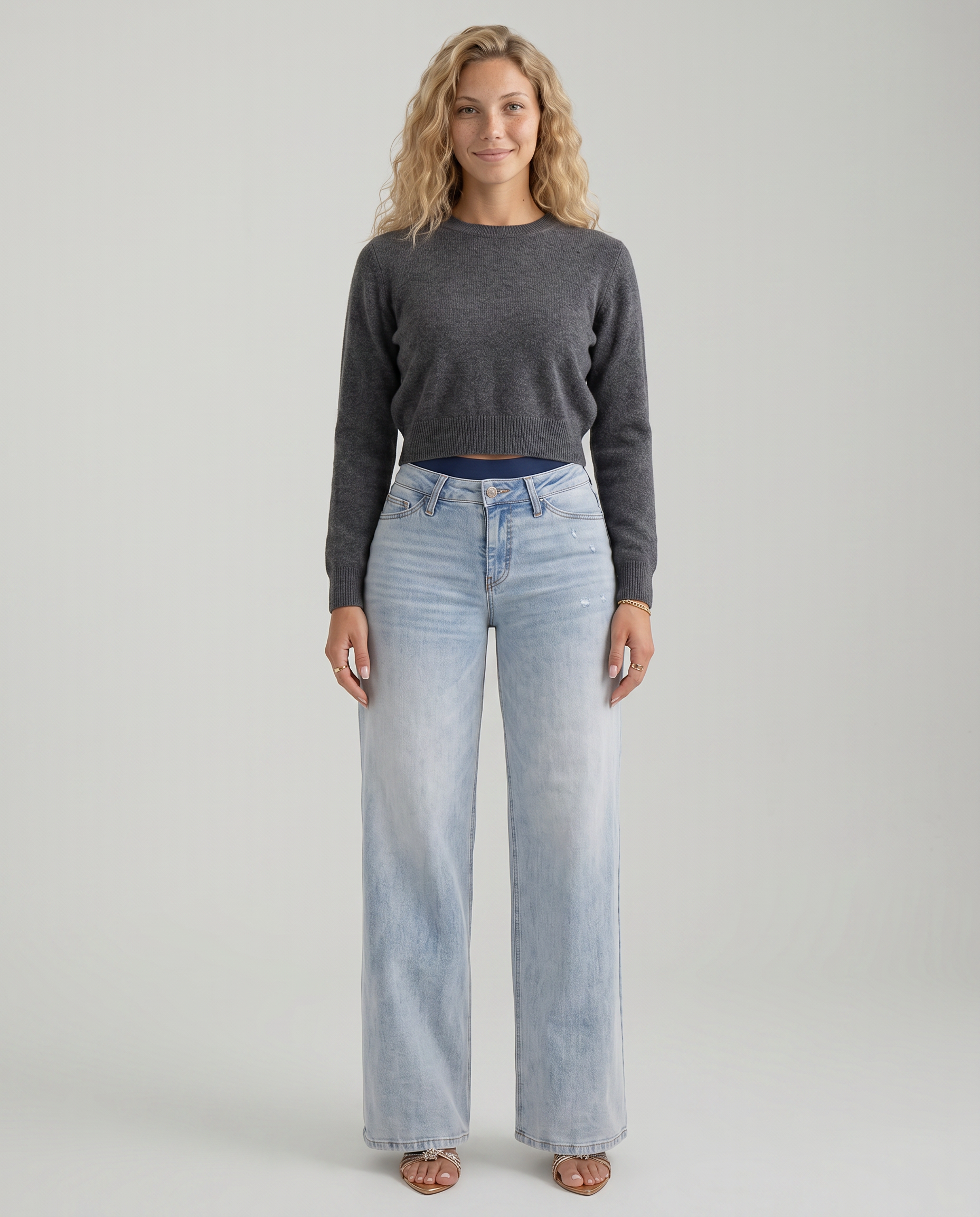 Alberta wijde jeans met mid waist stijl in marineblauw 9