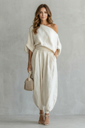 Elegante off-shoulder twee-delige set voor vrouwen.