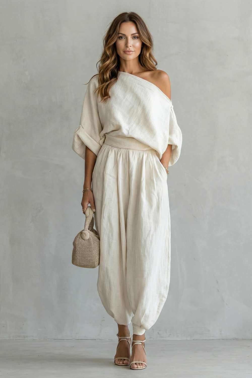 Elegante off-shoulder twee-delige set voor vrouwen.