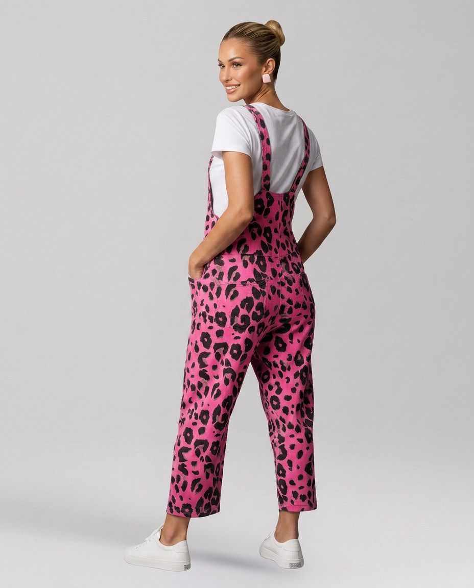 Angelica jumpsuit met scoop halslijn en luipaardprint 14