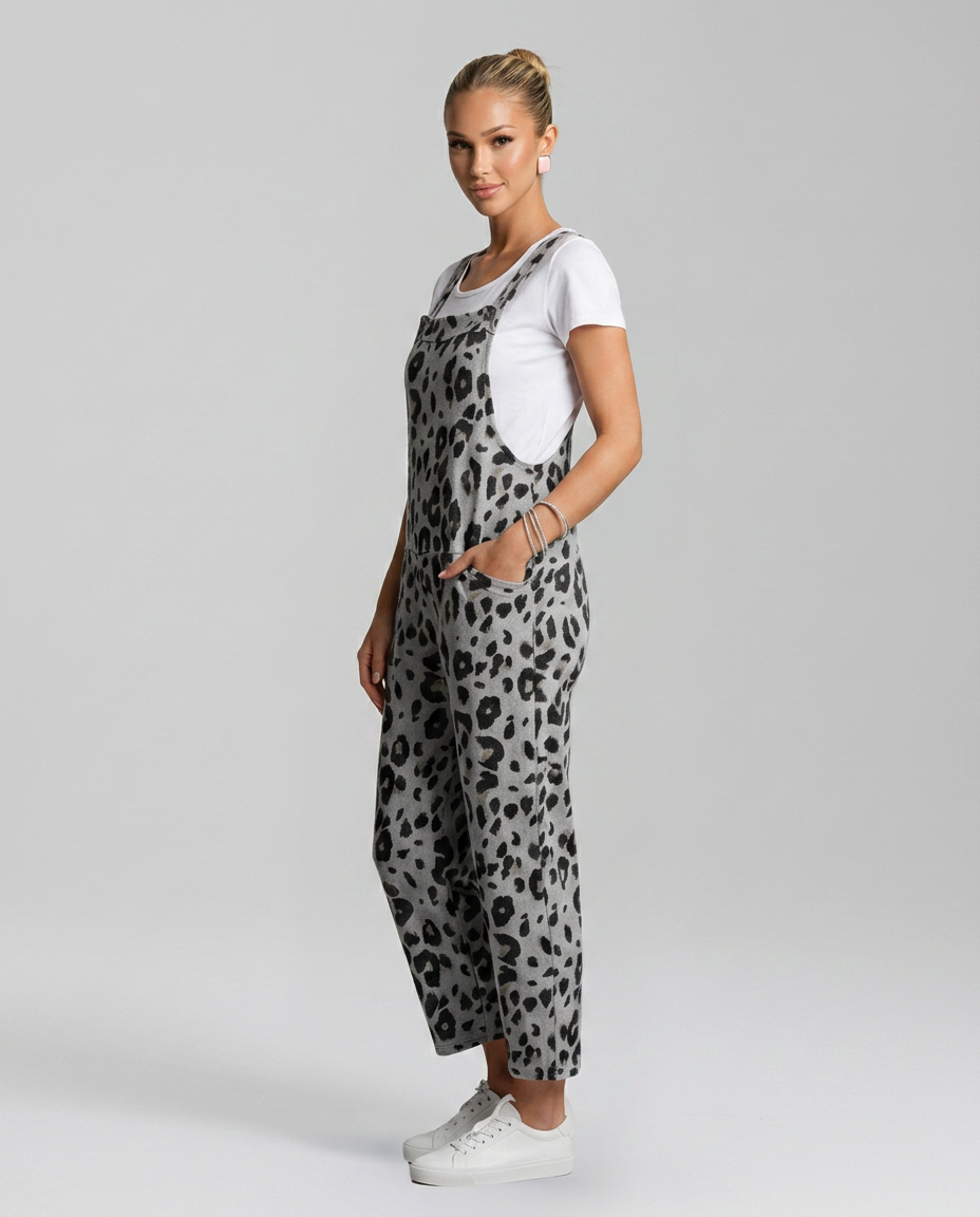 Angelica jumpsuit met scoop halslijn en luipaardprint 3