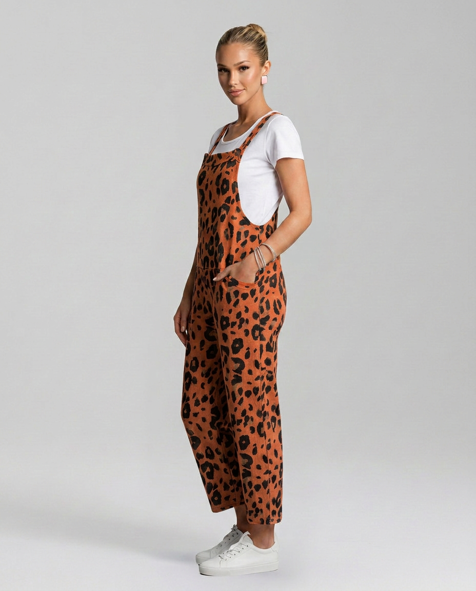 Angelica jumpsuit met scoop halslijn en luipaardprint 6
