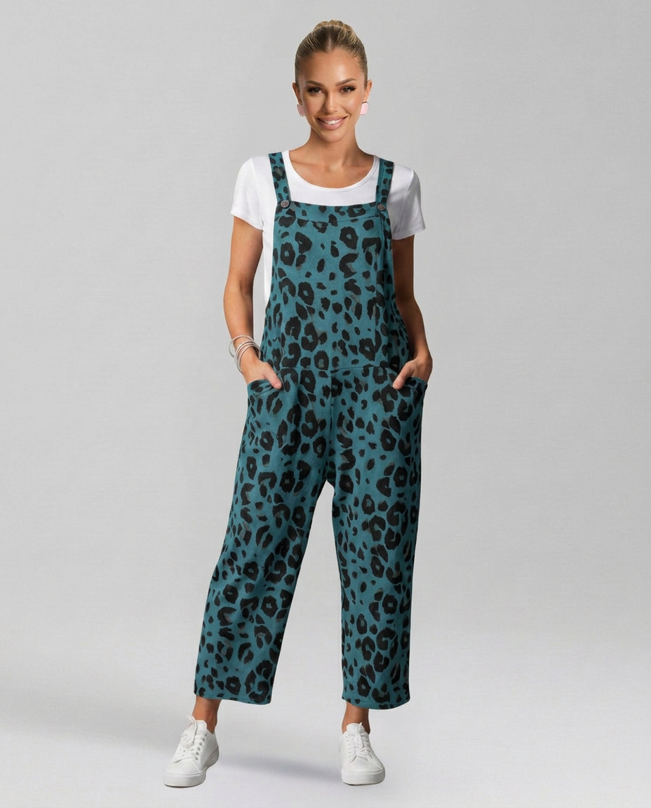 Angelica jumpsuit met scoop halslijn en luipaardprint 7