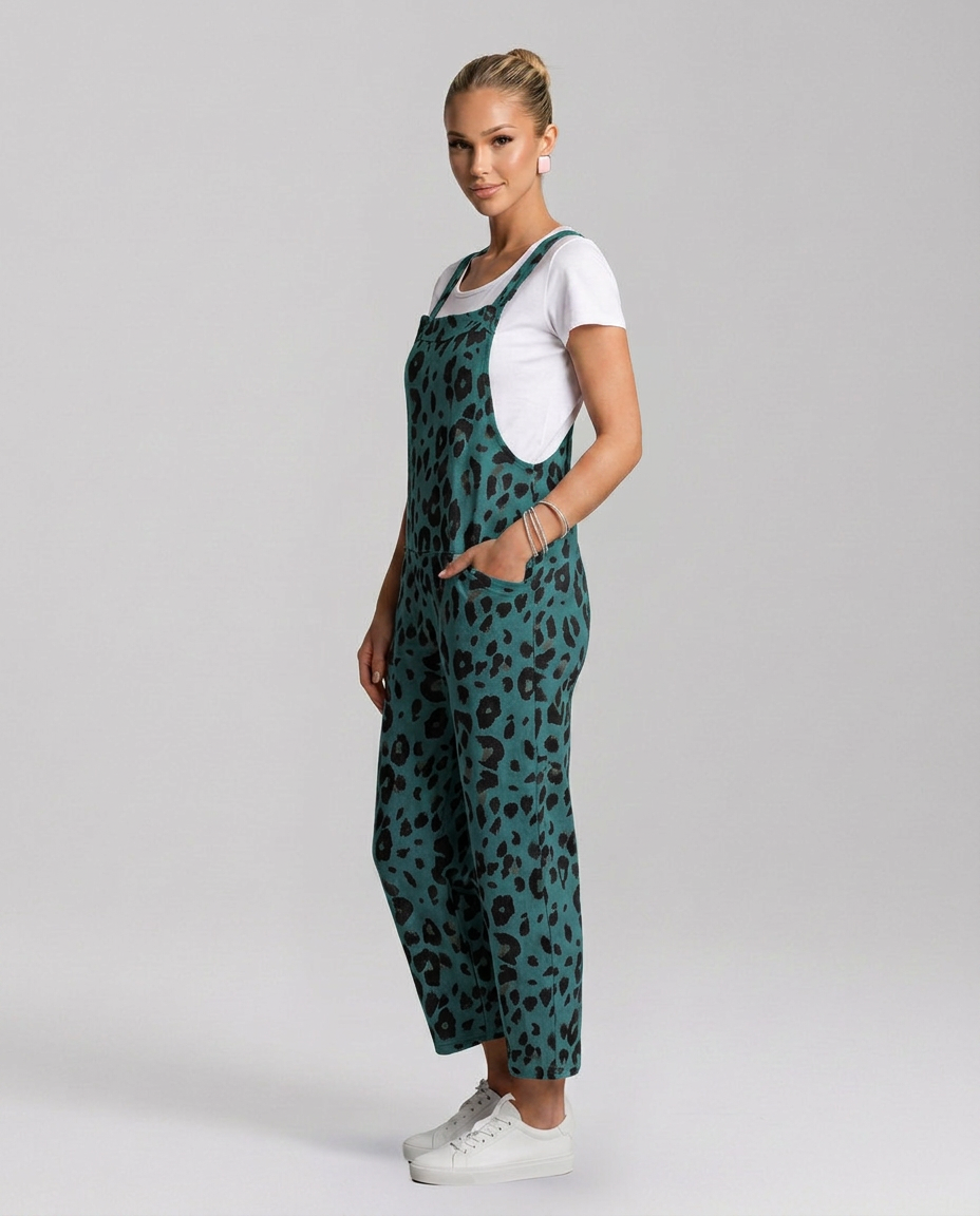 Angelica jumpsuit met scoop halslijn en luipaardprint 9